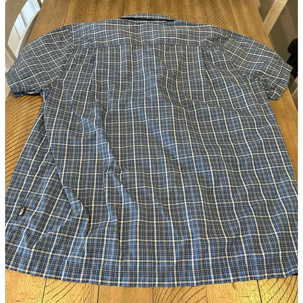 The North Face Blue Plaid SS Button Down Shirt Men's XL Casual Hiking Top